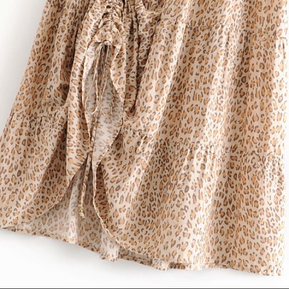 Boho Leopard Tie Top + Tiered Skirt 2 Piece Set - Picture 8 of 13